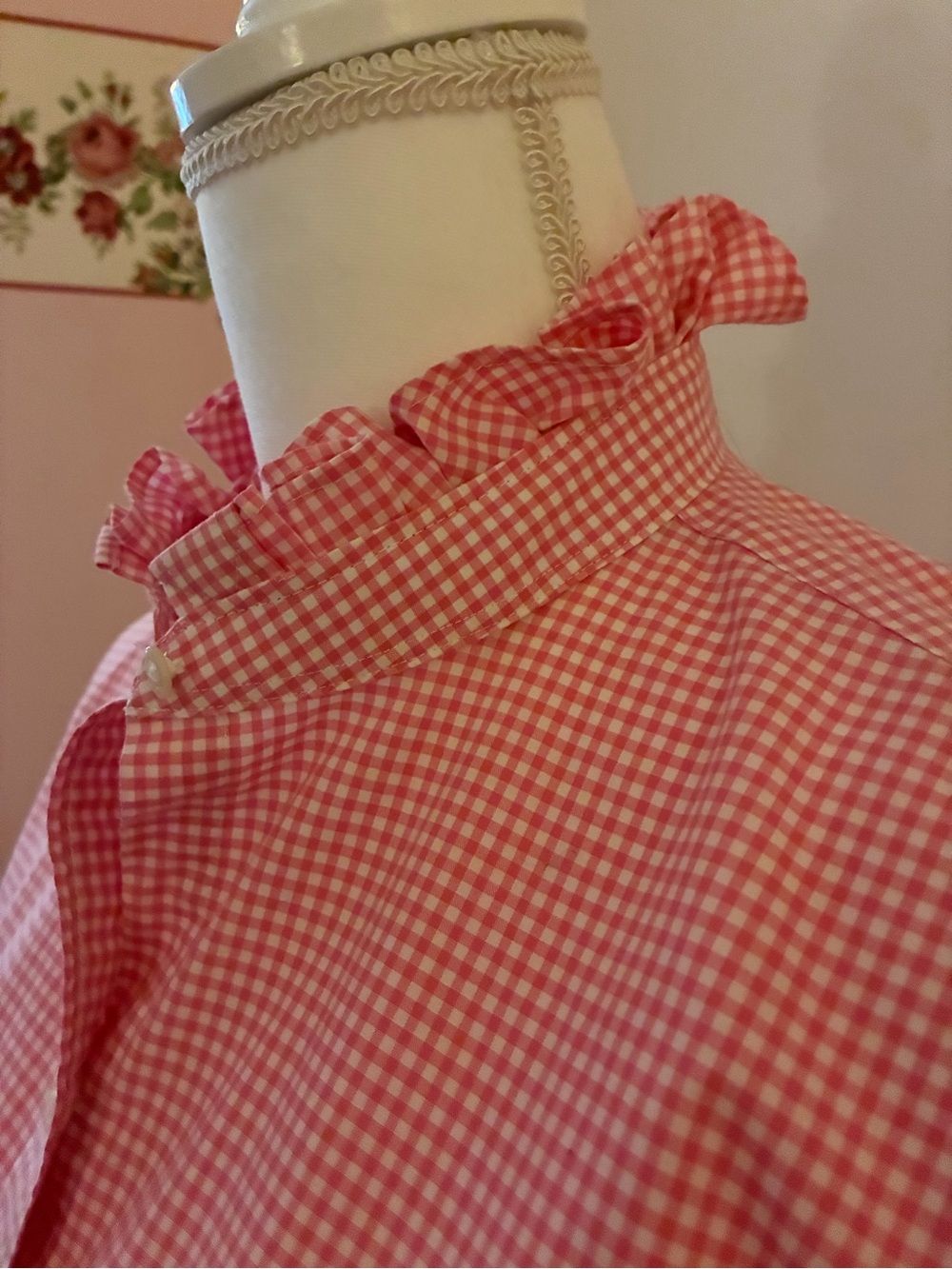 Ralph Lauren Chaps Ruffled Collared Up-Cycled “Girly” shirt. - Picture 2 of 7